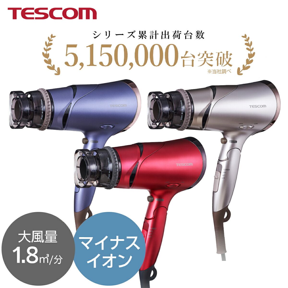 テスコム マイナスイオンドライヤー TD430B-N